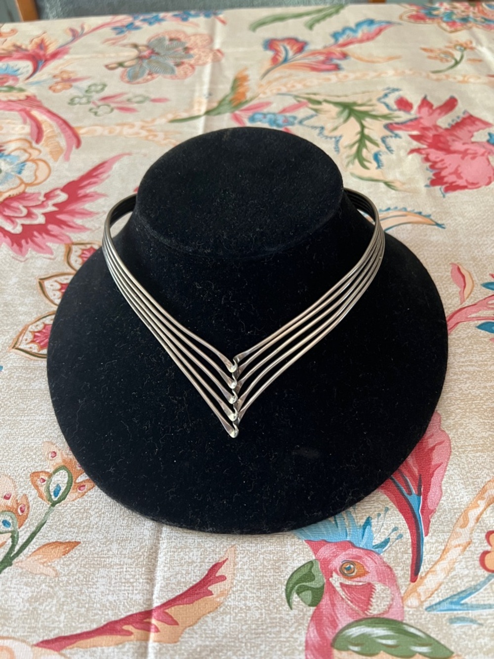 Silver V-Shaped Multi-Strand Choker Necklace - Women Jewelry
